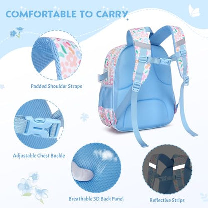 Toddler Backpack for Girls Ages 5-8, 3PCS Girls Backpack with Lunch Bag & Pencil Case - 15inch Kids School Bookbag for Preschool Kindergarten Elementary School (Flowers) - color: Flowers