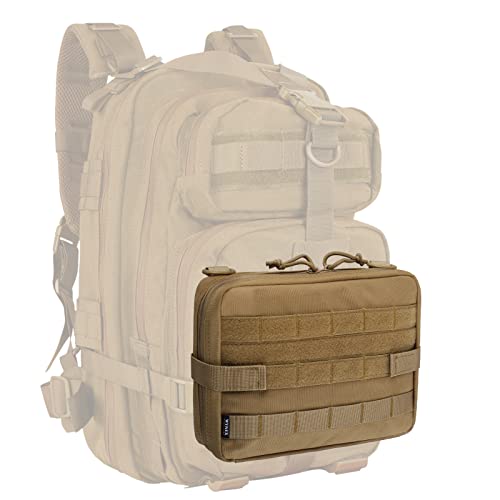 WYNEX Tactical Admin Molle Pouch, Medical EDC EMT Utility Bag Shell Design Attachment Pouches 1000D Nylon Hiking Belt Bags - color: Khaki