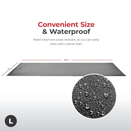 Sunny Health & Fitness Equipment Mat – Multiple Size Options – Non-Slip Floor Protection Pad for Treadmill, Bike, Elliptical, Yoga or Standing Desk and other Exercise Equipment - style: Large 90”