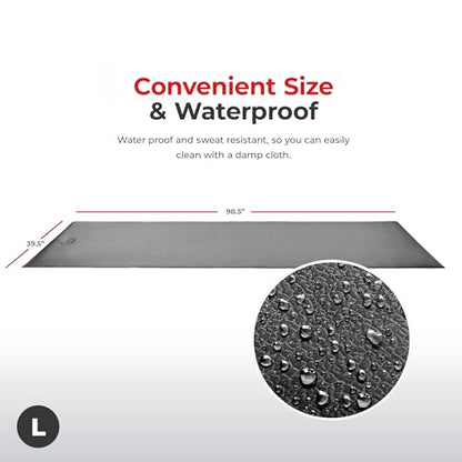 Sunny Health & Fitness Equipment Mat – Multiple Size Options – Non-Slip Floor Protection Pad for Treadmill, Bike, Elliptical, Yoga or Standing Desk and other Exercise Equipment - style: Large 90”