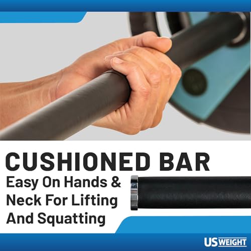 US Weight Barbell Weight Set for Home Gym with 55” padded Bar - Adjustable Weights for Exercise, Lifting, and to Build Muscle