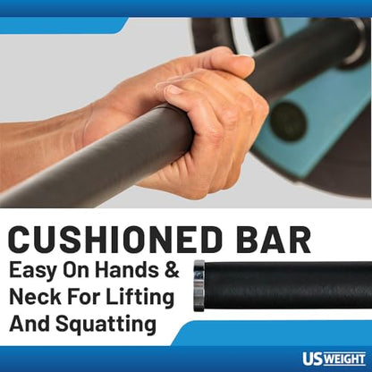 US Weight Barbell Weight Set for Home Gym with 55” padded Bar - Adjustable Weights for Exercise, Lifting, and to Build Muscle