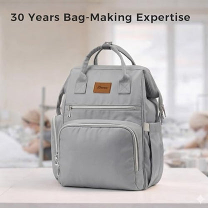 Large Diaper Bag for Mom: 27 Liters with Changing pad - Insulated Lightweight Travel Backpack for Organizing Baby Boy & Girl Essentials - Grey - color: Grey