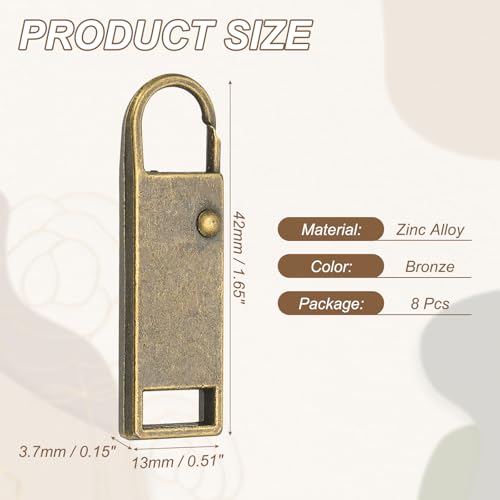 uxcell 8Pcs Zipper Pull Replacement, Metal Zipper Handle Mend Fixer Tab Repair for Luggage Suitcase Backpack Jacket Bags Boots Coat Handbags, Bronze Large - color: Bronze, size: Large