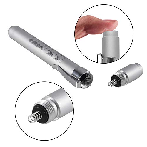 Aokin Medical Pen Light for Nurse Doctor, Reusable LED Medical Penlight Flashlight with Pupil Gauge and Ruler, White Light, Silver - color: Silver