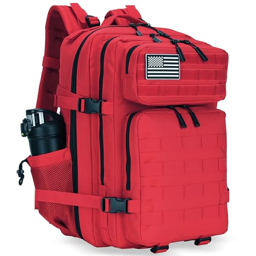 Lovelinks21 45L Tactical Assault Backpack 3 day assault pack with Molle Waterproof backpack Rucksack for Tactical Backpacks (Red) - color: Red