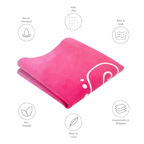 Foldable Yoga Mat, Non-slip Suede Fitness Mat With Carry Bag for Hot Yoga, Exercise, Pilates, 1.5mm Thick Lightweight Exercise Yoga Mat for Women - color: Pink