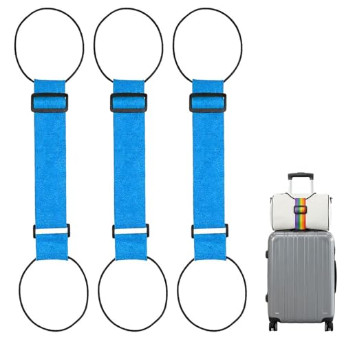 Luggage Straps for Suitcases, Adjustable Luggage Strap Bungee for Suitcase Handle, Luggage Connector Straps for Multiple Suitcases & Travel Bags (Blue) - color: Blue