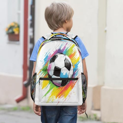 Colorful Soccer Ball Womens Travel Backpack | 15.6 Inch Laptop Backpack, Lightweight Casual Daypack, Water Resistant, Cute Work Backpacks, Large Capacity - color: Multicolor5