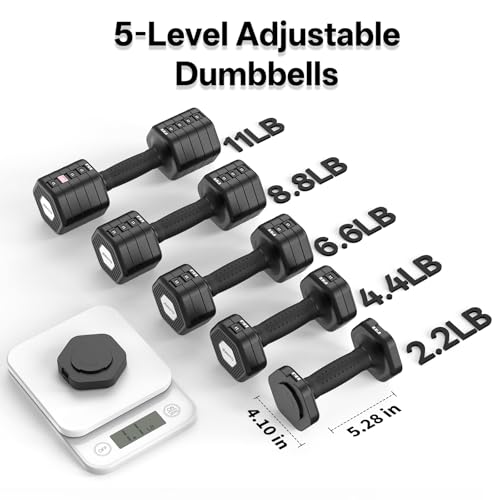 JOROTO 4-in-1 Adjustable Dumbbell Set of 2, 16LBS/22LBS Hand Weights for Women, Men, Upgraded TPE Soft Handle, 1s-Adjust Dual-Stable Dumbbell Set for Women Home Gym Exercise Training - color: A-Black-22 LBS Pair