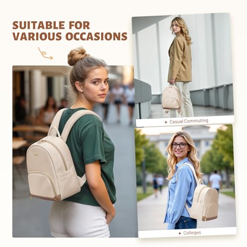 MDODO Small Backpack for Women Lightweight Stylish Mini Backpack Daypack Purses Cute Bookbag for Casual College Travel Daily,fit 10.9Inch iPad,Beige - color: Beige