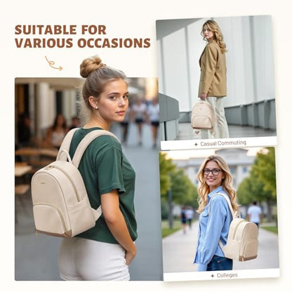MDODO Small Backpack for Women Lightweight Stylish Mini Backpack Daypack Purses Cute Bookbag for Casual College Travel Daily,fit 10.9Inch iPad,Beige - color: Beige