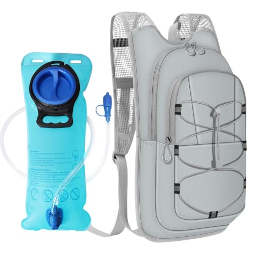 MIYCOO Hydration Backpack - Lightweight Hiking Water Backpack with 2L Water Bladder, Running Hydration Vest Backpack for Men Women, Hydration Pack for Hiking, Cycling, Climbing - color: Gray