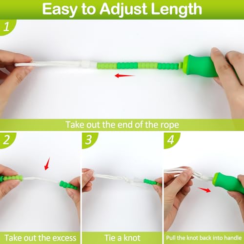 Jump Rope for Kids, Adjustable Jump Ropes for 4 5 6 7 8 10 12, Tangle Free Jumping Rope Age 8-12, Segmented Soft Beaded Skipping Rope for Women Fitness - color: Green and Pink