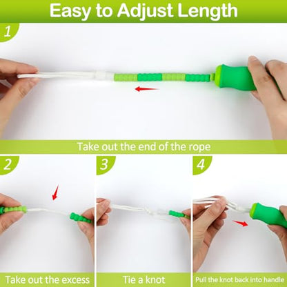 Jump Rope for Kids, Adjustable Jump Ropes for 4 5 6 7 8 10 12, Tangle Free Jumping Rope Age 8-12, Segmented Soft Beaded Skipping Rope for Women Fitness - color: Green and Pink