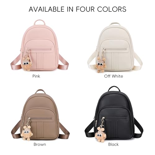 BAGOK Mini Leather Backpack Purse for Women, Small Backpack Purse with Cartoon Charm, Cute Fashion Bag for Girls - color: B-pink