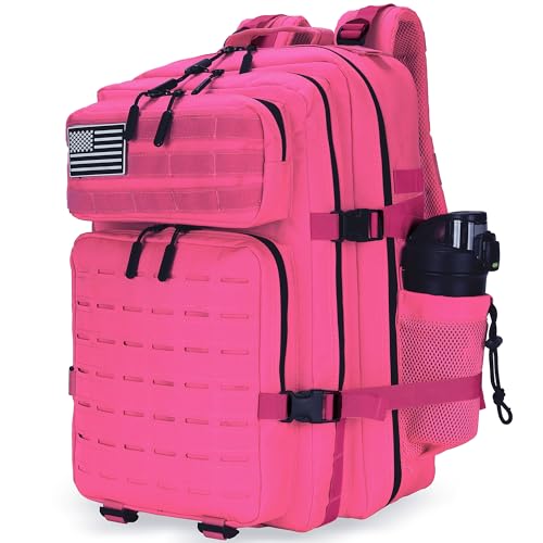 Military Tactical Backpack 45L/25L 3 Day Assault Pack Molle Daypack Hiking Backpack for Men and Women - color: Rose, size: 45L