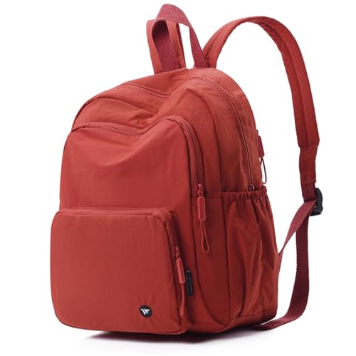 Small Nylon Backpack Mini Casual Daypack Lightweight Backpack for Women Travel Purse (Red) - color: Red