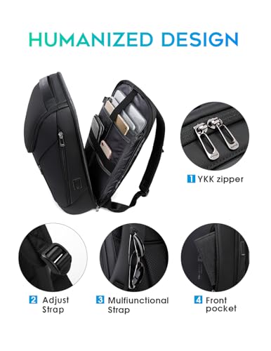 FUTURE AESTHETIC Business Smart Backpack Waterproof fit 15.6 Inch Laptop Backpack with USB Charging Port,Travel Backpack - color: Black