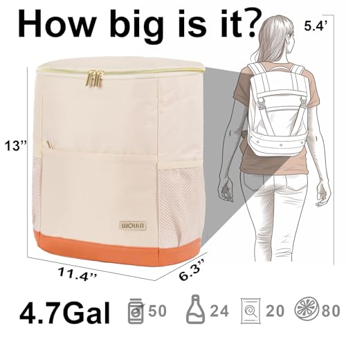 Insulated Cooler Backpack Outdoor - Leak Proof Backpack Cooler 30 Cans, Waterproof Lightweight Cooler Bag for 12h Hot/Cold Retention - Soft Cooler for Travel, Camping, Beach, Lunch - color: Creamy-White