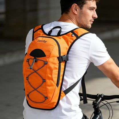 Zavothy Hydration Backpack with 2L Hydration Bladder Water Backpack for Hiking Hydration Pack for Running Cycling Hiking - color: Orange