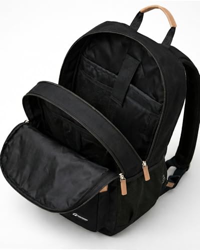 TRAILKICKER Classic Laptop Backpack with Padded 17 inch Laptop Sleeve, Multi Pocket Backpack, Casual Daypack Backpacks (Black & Brown) - color: Black & Brown