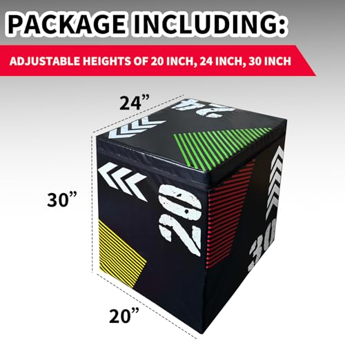 Plyometric Jump Box, 3-in-1 Workout Jumping Boxes, 16/20/24 Inch Platform & Jumping Box with Non-Slip Base