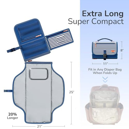 Alatino Portable Diaper Changing Pad, Wipe Clean, Large 25x22,Navy Blue - color: Navy Blue