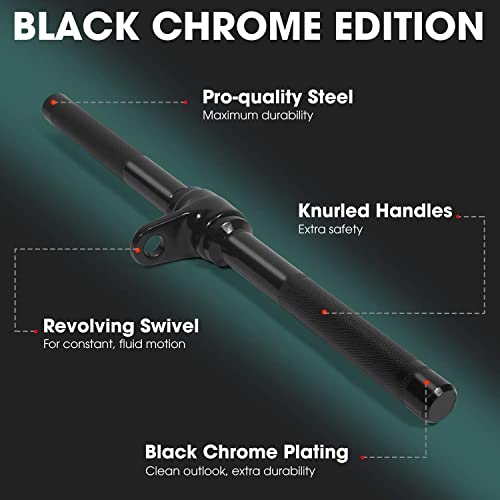 Yes4All Cable Machine Attachment, Row Handles, Tricep Rope, Straight Bar, V Bar, LAT Pulldown Accessories Load 880 LB for Home Gym - color: B. Straight Bar - Black