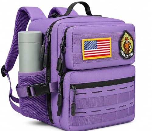 9L Mini Tactical Backpack for Men Women,Small Military Tactical Backpack for Sport,Gym,Hiking,Travel,Camping (Purple) - color: Purple