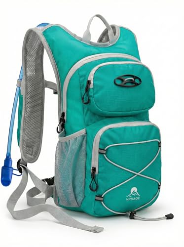 Hydration Hiking Backpack, Water Hiking Backpack, Hydration Backpack with 15l Water Bladder, Runinnng Backpack for Men Women for Cycling Campling - color: Emerald Green
