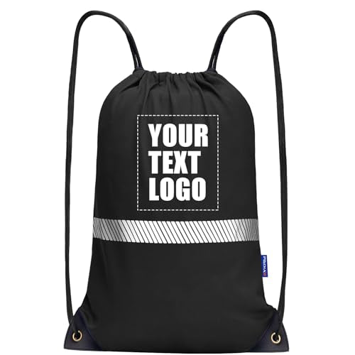 AYKRM Personalized Black Drawstring Backpack Bag work Sackpack logo - color: Black-logo