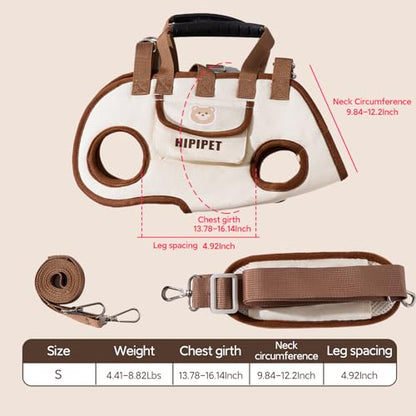 Portable Breathable Pet Carrier Sling & Backpack for Dogs & Cats, Adjustable Full-Body Harness with Traction Leash, Crossbody & Car-Friendly (Small)