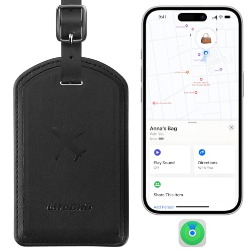 Luggage Tags Built-in Anti-Loss Tracker, Luxury Leather Luggage Tags for Suitcase, Travel Bags, Backpacks, Travel Organizer for Lost Baggage Prevention (Black*1 Pack) - color: Black*1 Pack