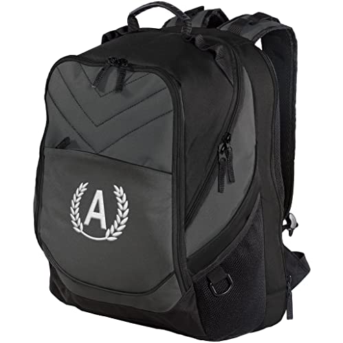 TEEAMORE Custom Travel Laptop Backpack Add Your Embroidered Monogram Computer Water Resistant Bag Dark Charcoal Black - color: Dark Charcoal Black, size: 17 inch - Add Your Monogram