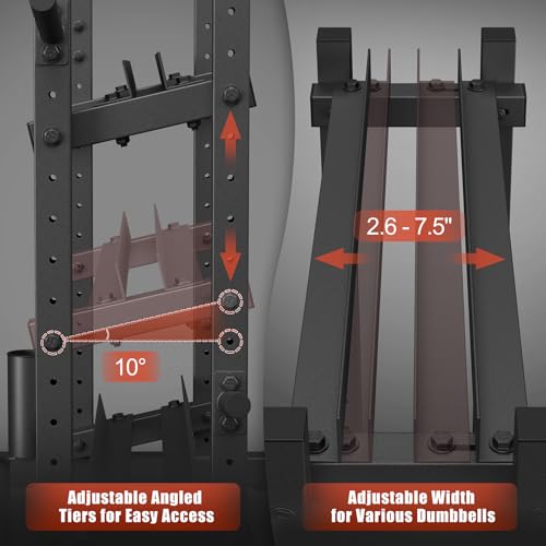 3-Tier Dumbbell Rack, 1100LB Capacity Adjustable Weight Rack for Home Gym, Heavy-Duty Weight Stand for Dumbbells Kettlebells & Weight Plates(Rack Only) - size: 18.78 x 48 x 36.54 inches