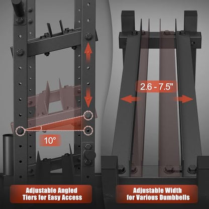3-Tier Dumbbell Rack, 1100LB Capacity Adjustable Weight Rack for Home Gym, Heavy-Duty Weight Stand for Dumbbells Kettlebells & Weight Plates(Rack Only) - size: 18.78 x 48 x 36.54 inches
