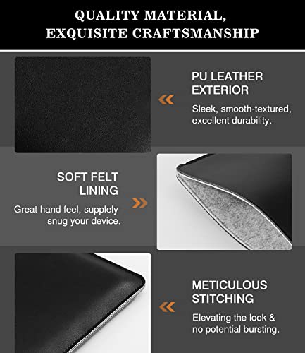 MoKo 7-8 Inch Tablet Sleeve, PU Leather Briefcase Slim Stylish Case Pouch Fit with New iPad mini (A17 Pro) 8.3" 2024, iPad mini 6/5/4/3/2/1, Galaxy Tab S2 8.0, Tab A 8.0, ZenPad Z8s 7.9, Black - color: Black, size: 7-8 inch