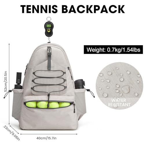 G4Free Tennis Bag, Tennis Backpack for Women Men, Large Pickleball Bag, Holds 4 Rackets with Shoe Compartment - color: Ivory