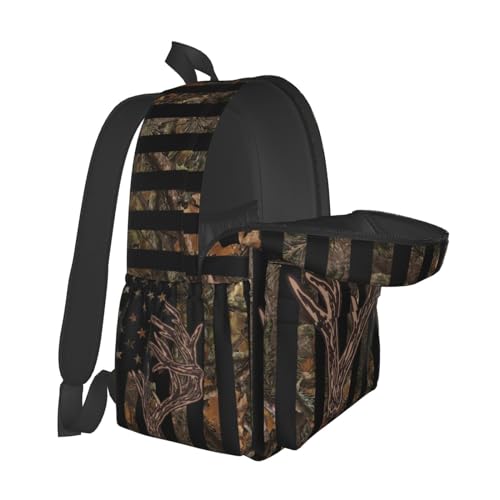 Camo Hunting Backpack USA Flag Deer School Bag Lightweight Bookbag Casual Daypack for Girls Boys Kids Women Men Travel Laptop 16 Inch - color: Hunting