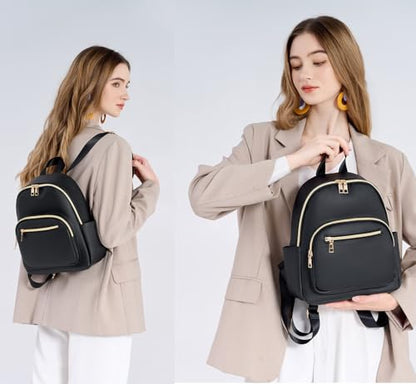 Mini Backpack Purse for Women PU Leather Small Backpack Fashion Multi Pockets Casual Daypacks Ladies Travel Shoulder Bags Navy - color: Navy
