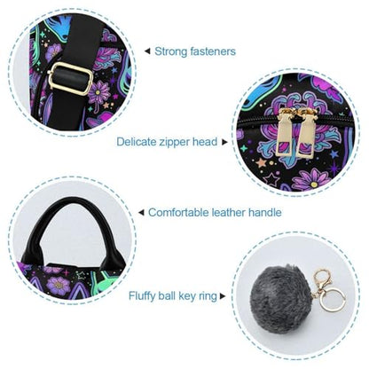MNSRUU Women Backpack Purse Magic Purple Fox Backpack for Women Anti-theft Shoulder Bag Carry On Backpack Lightweight Rucksack Fashion Travel Ladies Bags - color: Goth 12