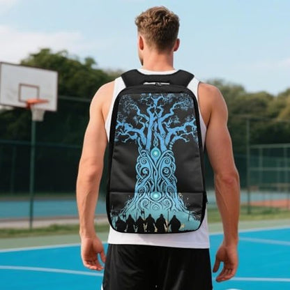 Basketball Backpack With Separate Ball Compartment And Shoes Fit Basketball Volleyball Football - color: Viking style Tree