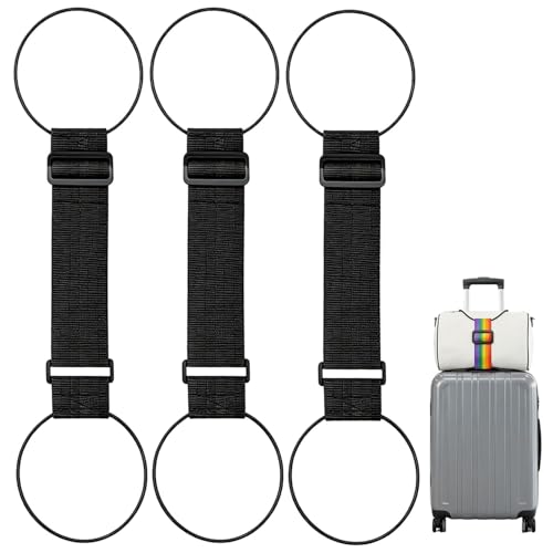Luggage Straps for Suitcases, Adjustable Luggage Strap Bungee for Suitcase Handle, Luggage Connector Straps for Multiple Suitcases & Travel Bags (Black) - color: Black