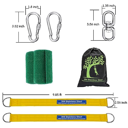 Safe Tree Swing Straps Hanging Kit with Two Alloy Carabiners 2,200lb Breaking Strength Easy and Fast Installation Swings or Hammocks (10ft) - size: 10ft