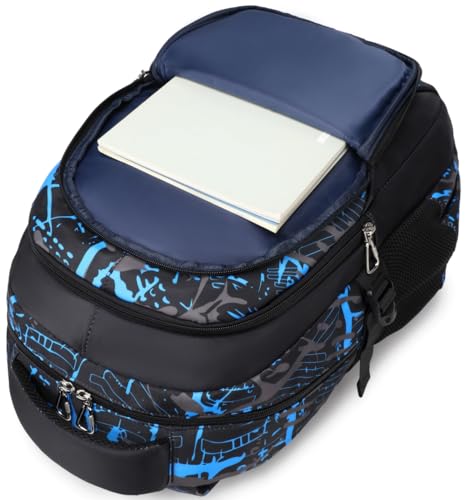 Boys Backpack for Elementary Kids Bookbag Middle School Bags Heavy Duty Soccer Laptop Durable Waterproof 18 In (2-Blue) - color: 2-blue