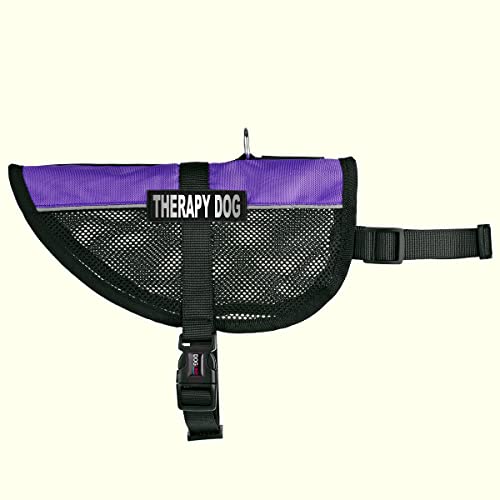 Dogline MaxAire Multi-Purpose Mesh Vest for Dogs and 2 Removable Therapy Dog Patches, Small, Purple - color: Purple, size: Girth 13 by 16"