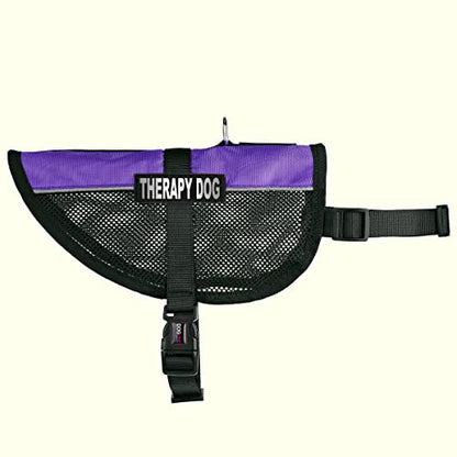 Dogline MaxAire Multi-Purpose Mesh Vest for Dogs and 2 Removable Therapy Dog Patches, Small, Purple - color: Purple, size: Girth 13 by 16"