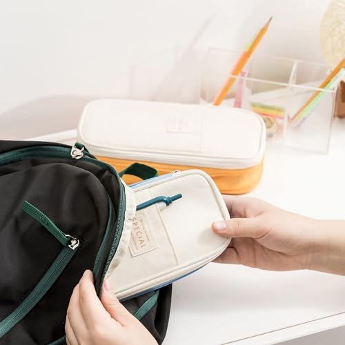 Arnuixty Large Storage Pencil Case Pen Bag with Zipper Big Capacity Pouch Organizer for Office Travel Holder Box - color: Mint Green