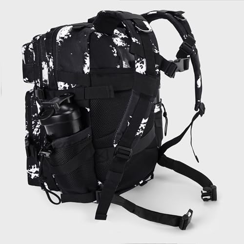 LHI Military Tactical Backpack for Men and Women 45L Army 3 Days Assault Pack Bag Large Rucksack with Shoe Compartment - Black Lightning - color: 1.21 Shoe Compartment（black Lightning）